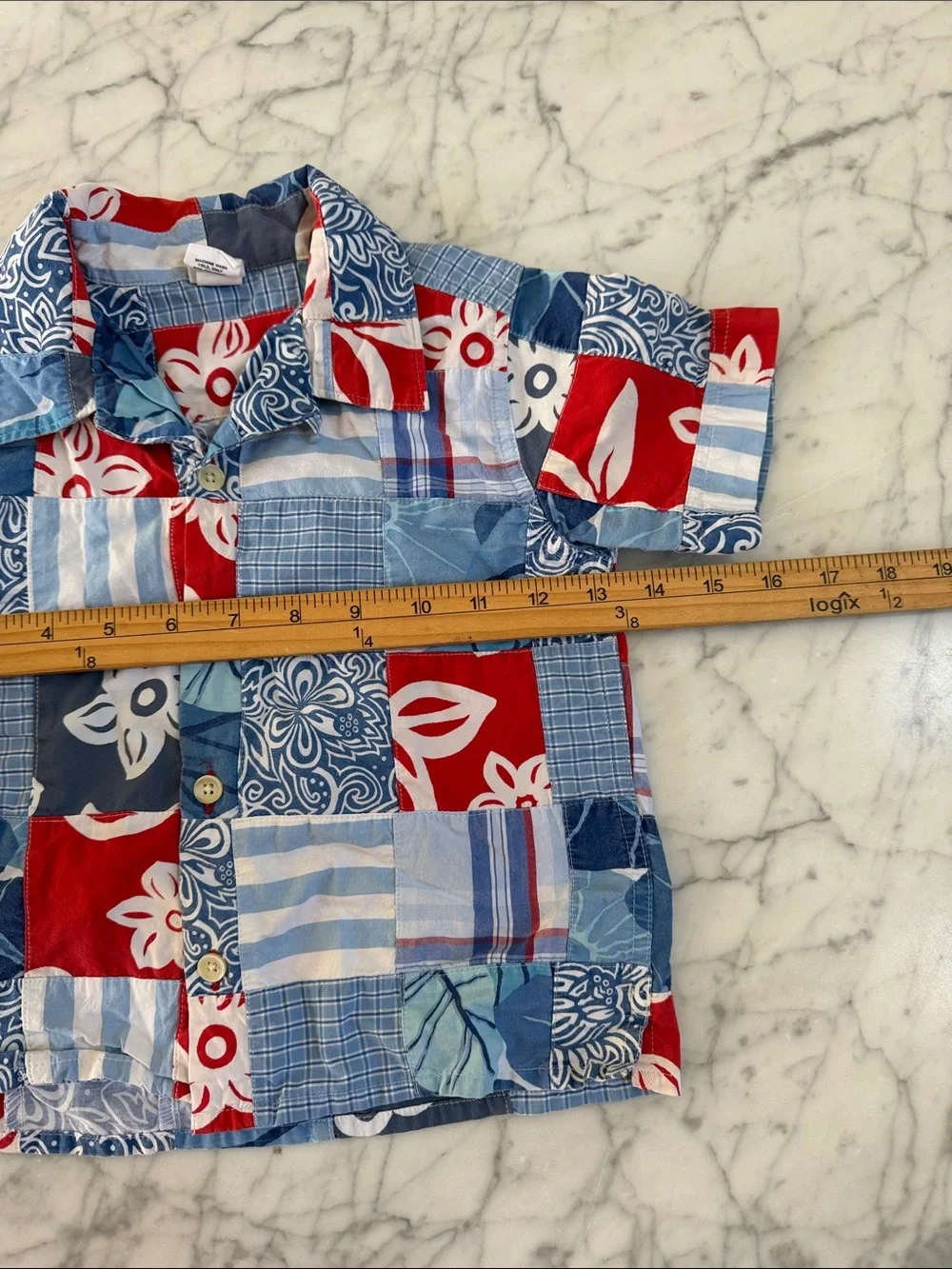 Toddler Sz 3T Patchwork Hawaiian Shirt Gap Blue & Red
